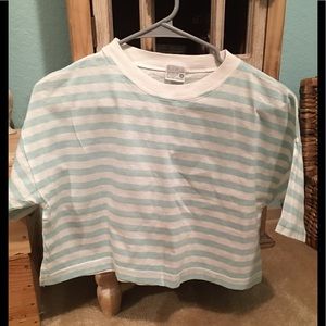Blue and white crop top